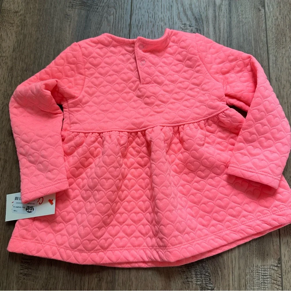 NEW! Cat & Jack Pink Quilted Top‎ w/ Floral Leggings Set, Valentine’s Day, 18m